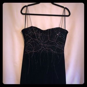 Black velvet evening gown